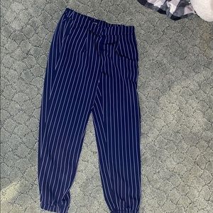 navy striped pants